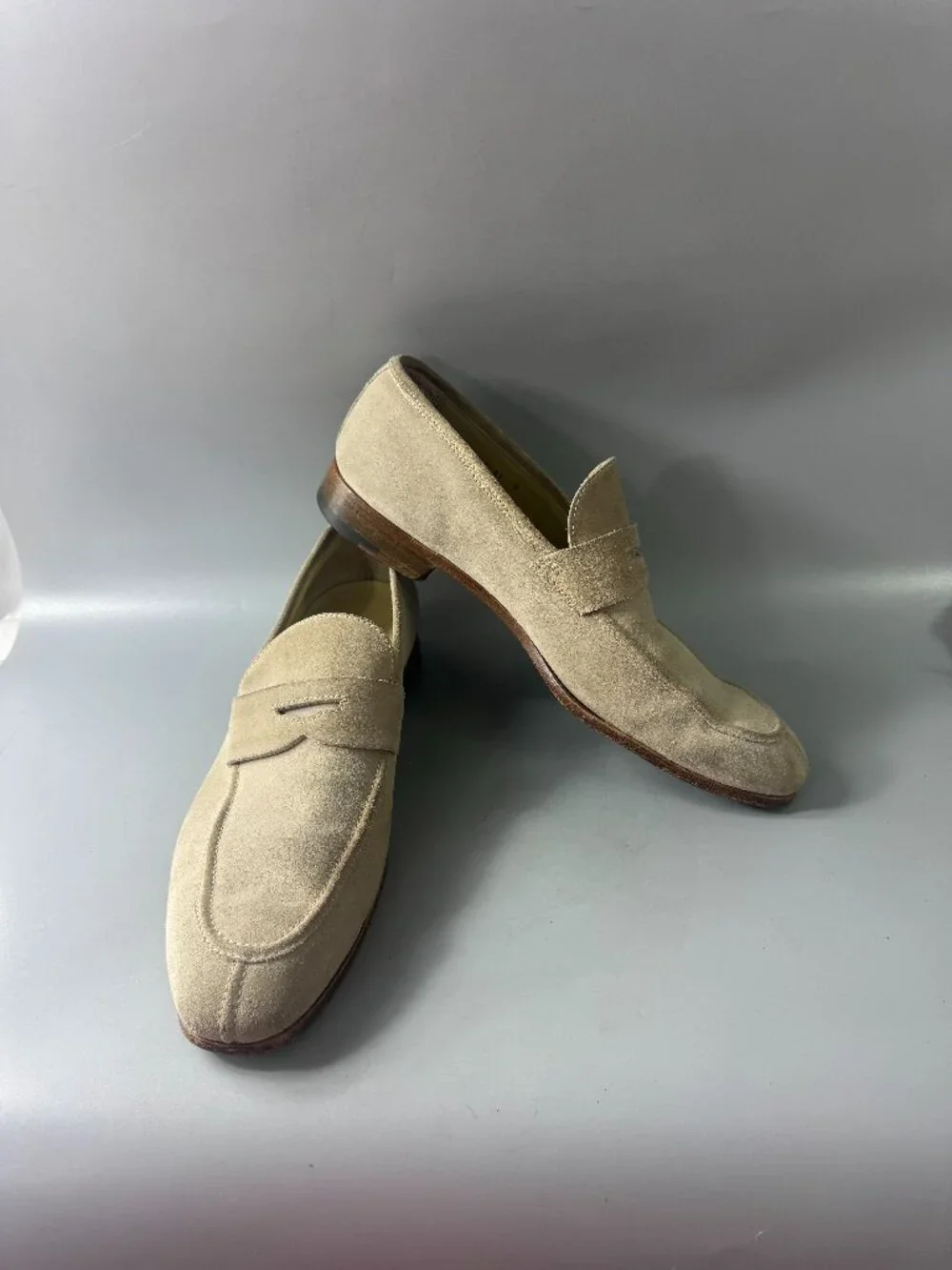 Authentic Ermenegildo Zegna L'Asola suede penny loafers, Size 11 D